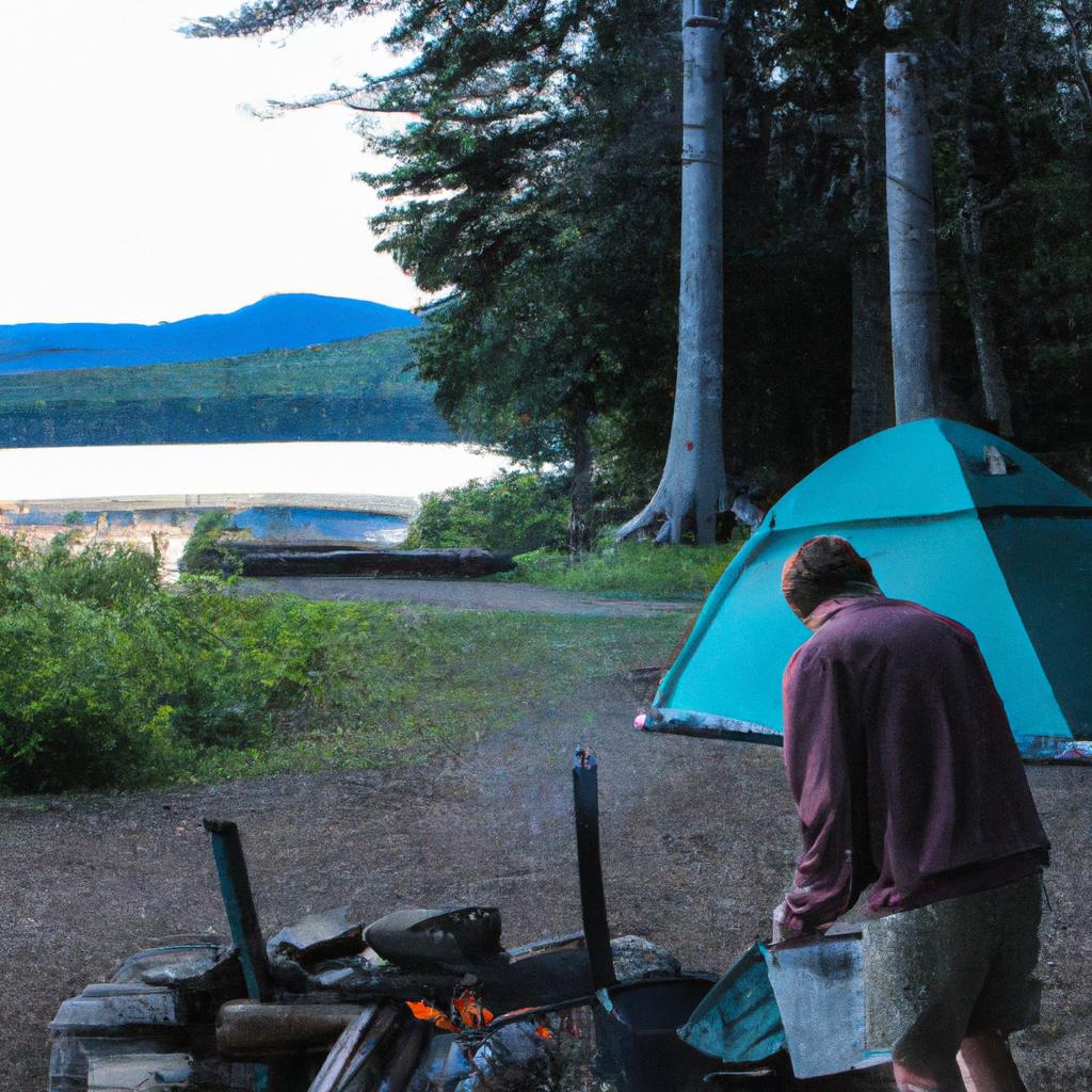 Person camping in North America