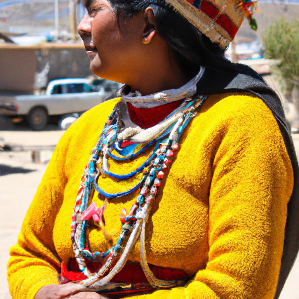 Indigenous person showcasing cultural heritage
